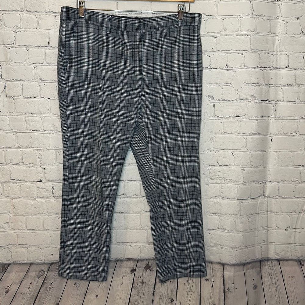 Ann Taylor Petite Women’s Black White Plaid Cropped Ankle Dress Pants size 10P